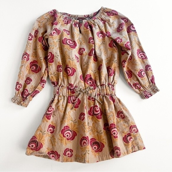 Tea Collection Boho Floral Dress Brown Tan Pink Toddler Cottagecore Girls 2 - Picture 1 of 6